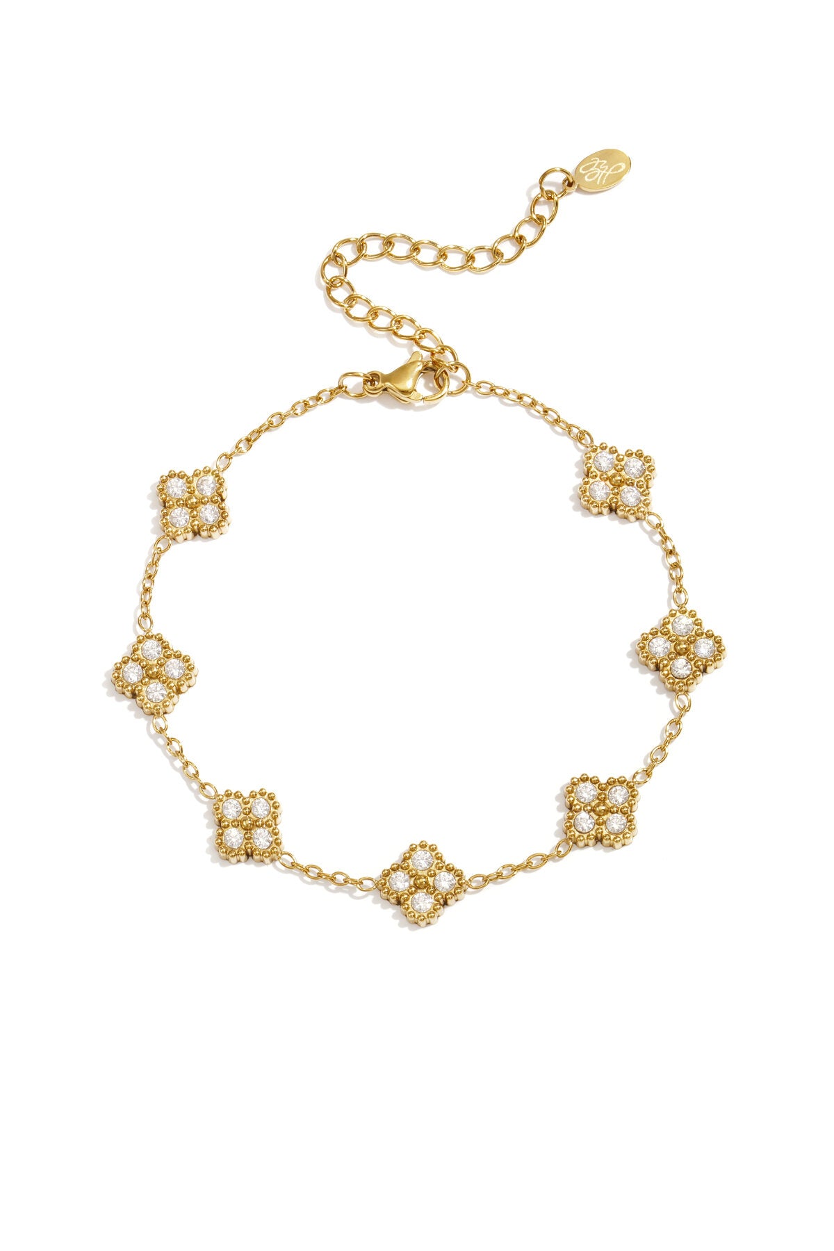 Bracelet orné de trèfles sertis de zirconias