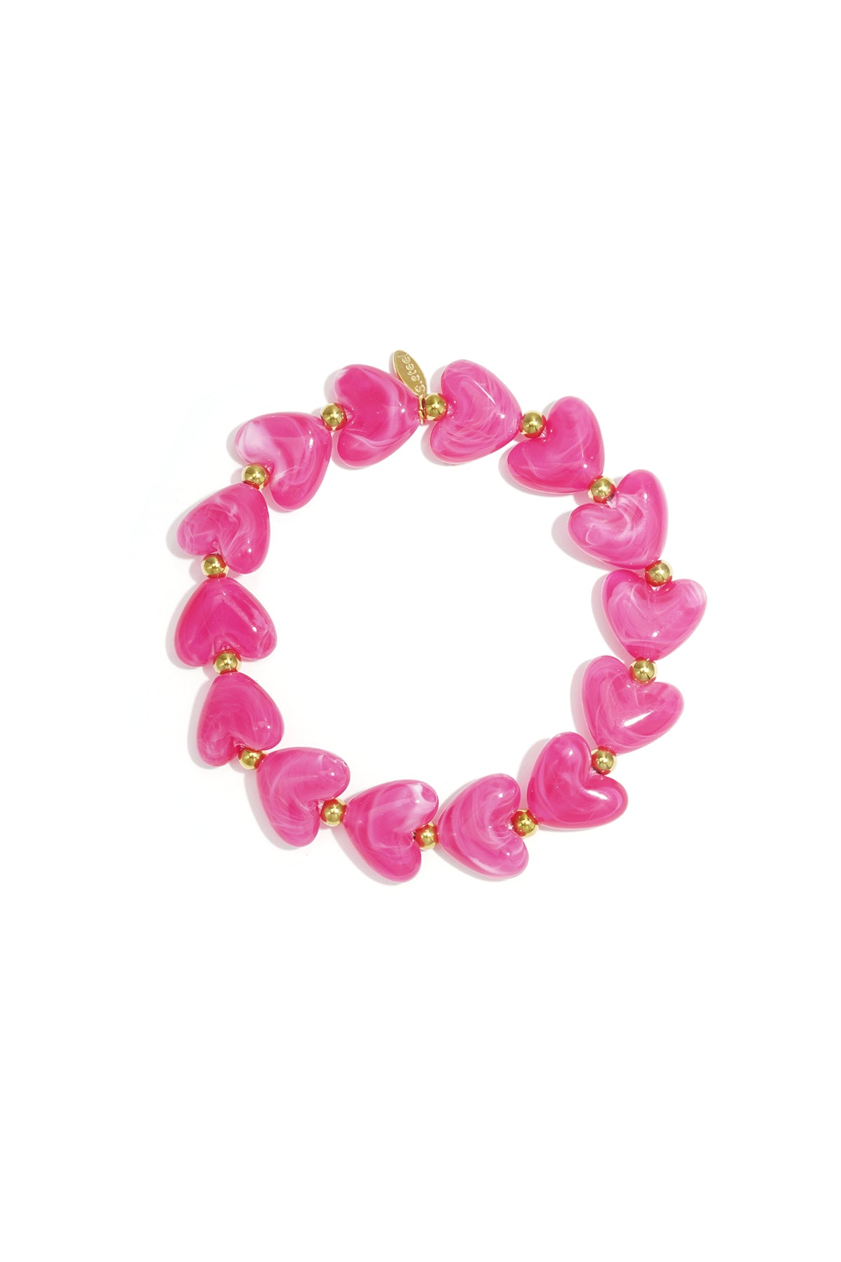 Bracelet élastique en perles en forme de cœur