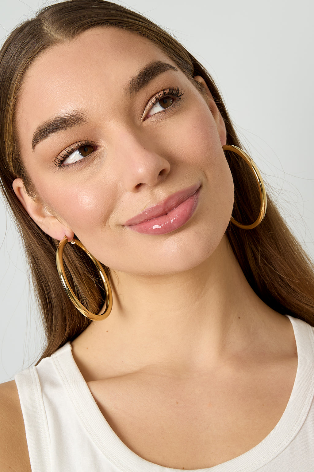 Boucles d'oreilles créoles en acier inoxydable, collection décontractée et simple pour femmes