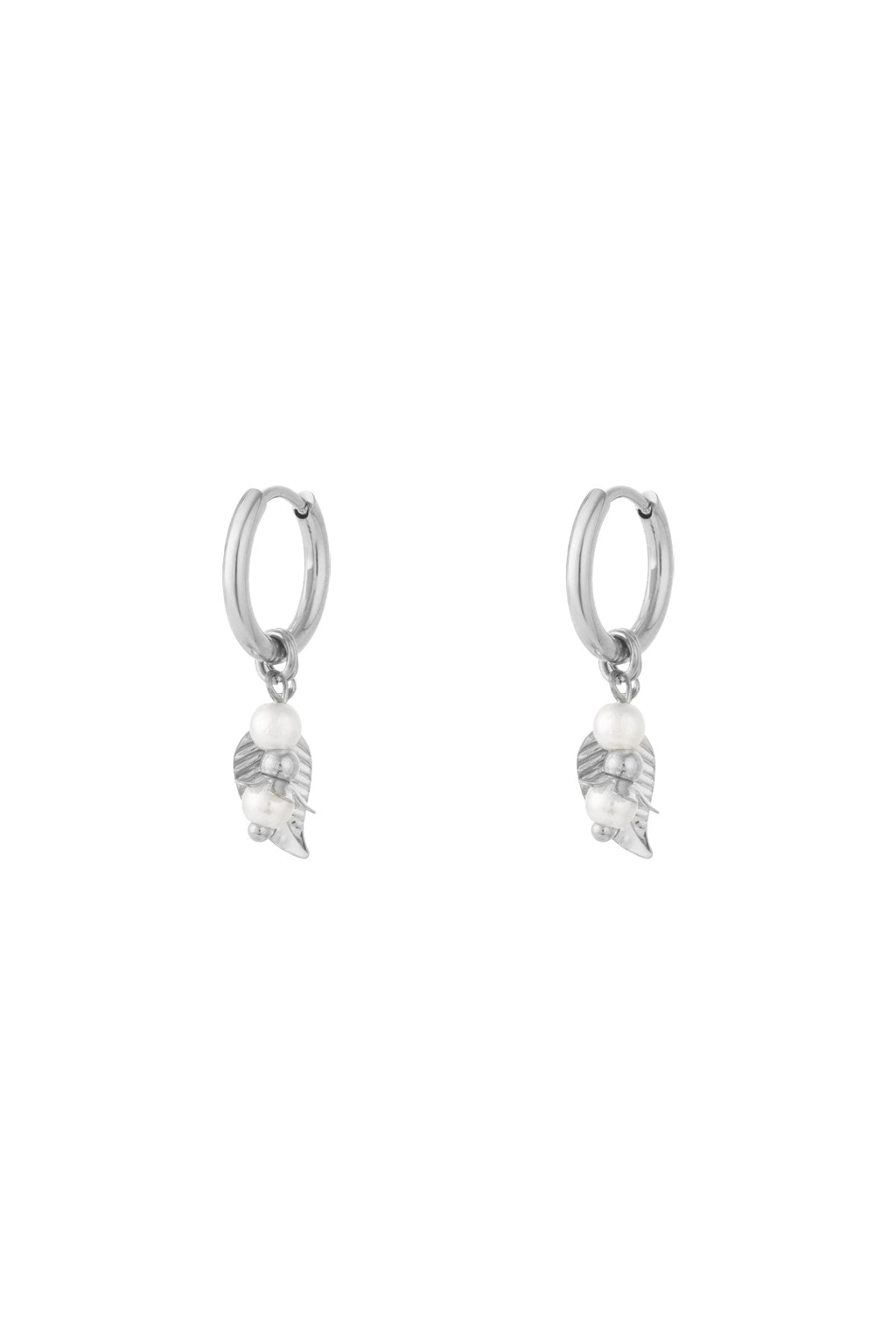 Boucles d'oreilles feuilles avec perles - doré