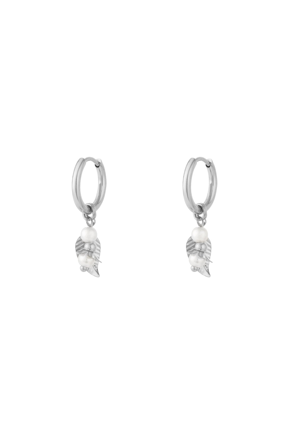 Boucles d'oreilles feuilles avec perles - doré