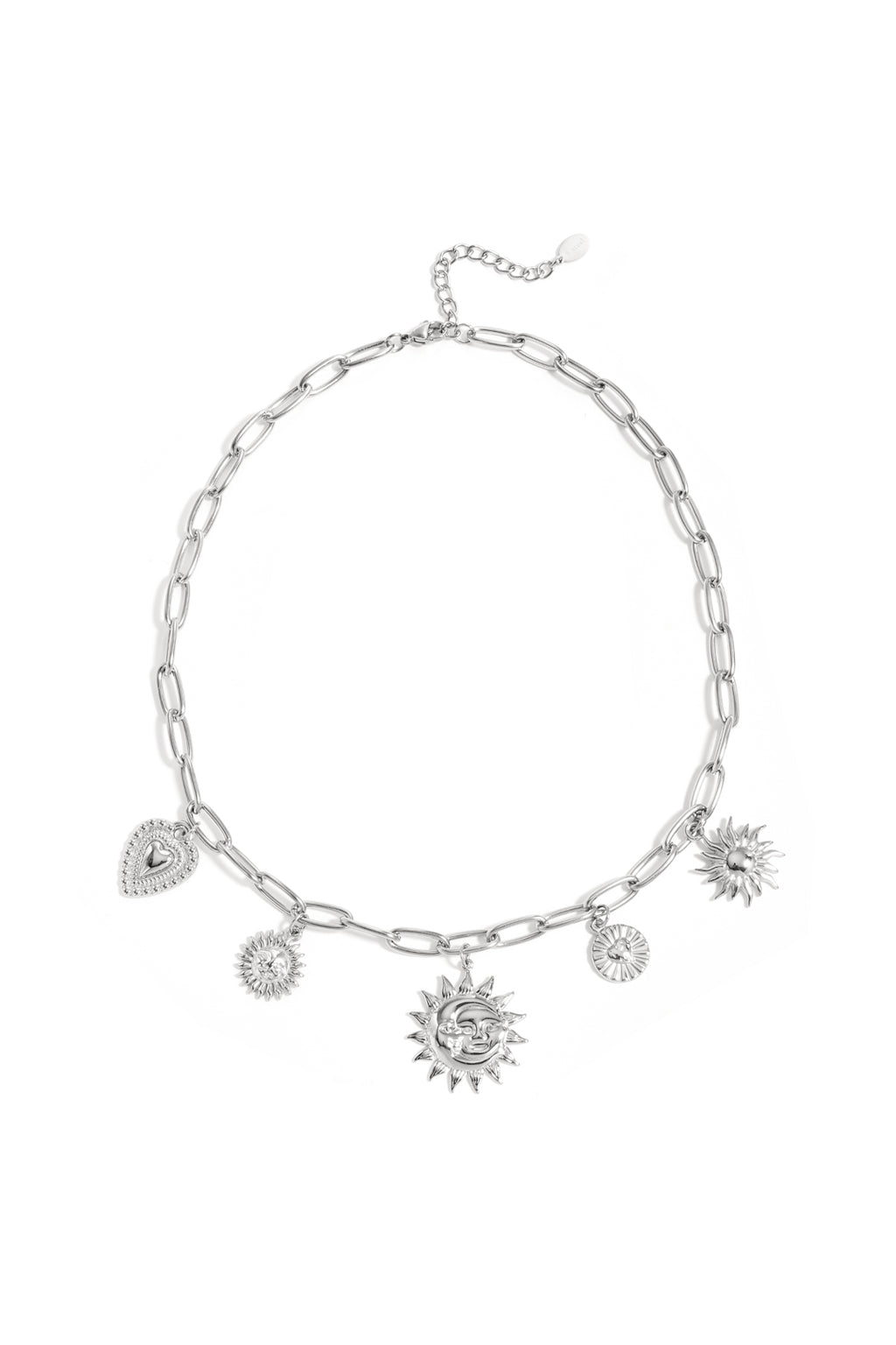 Elegant Heart & Sun Pendant Necklace - All Fit, Casual Style