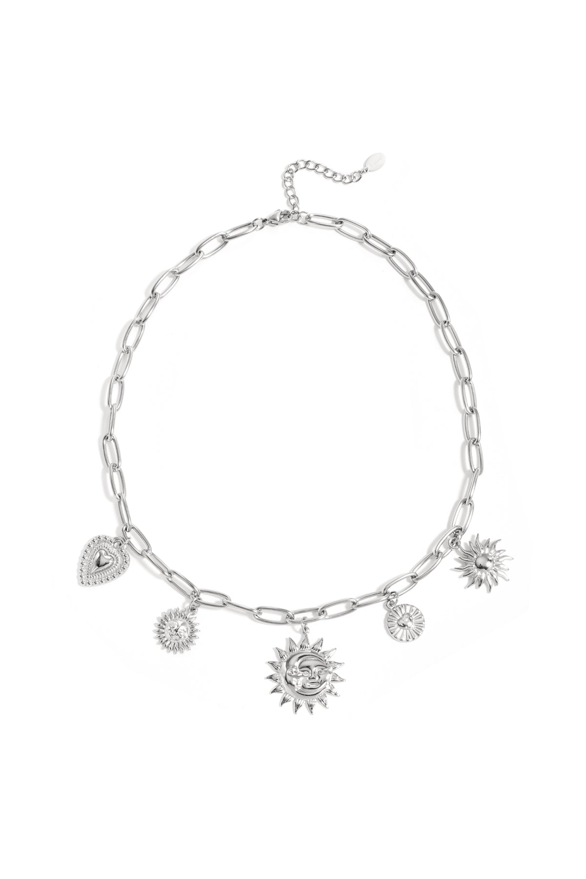 Elegant Heart & Sun Pendant Necklace - All Fit, Casual Style