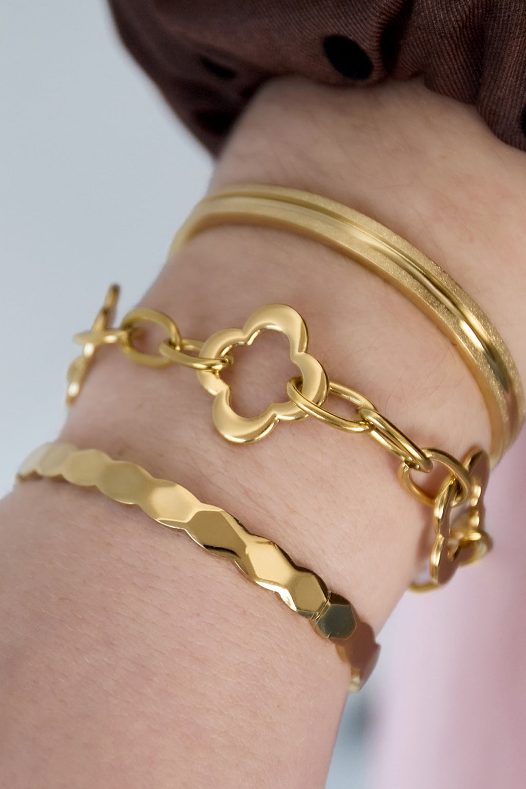 Bracelets chaîne en acier inoxydable Clover, bijoux décontractés pour femmes
