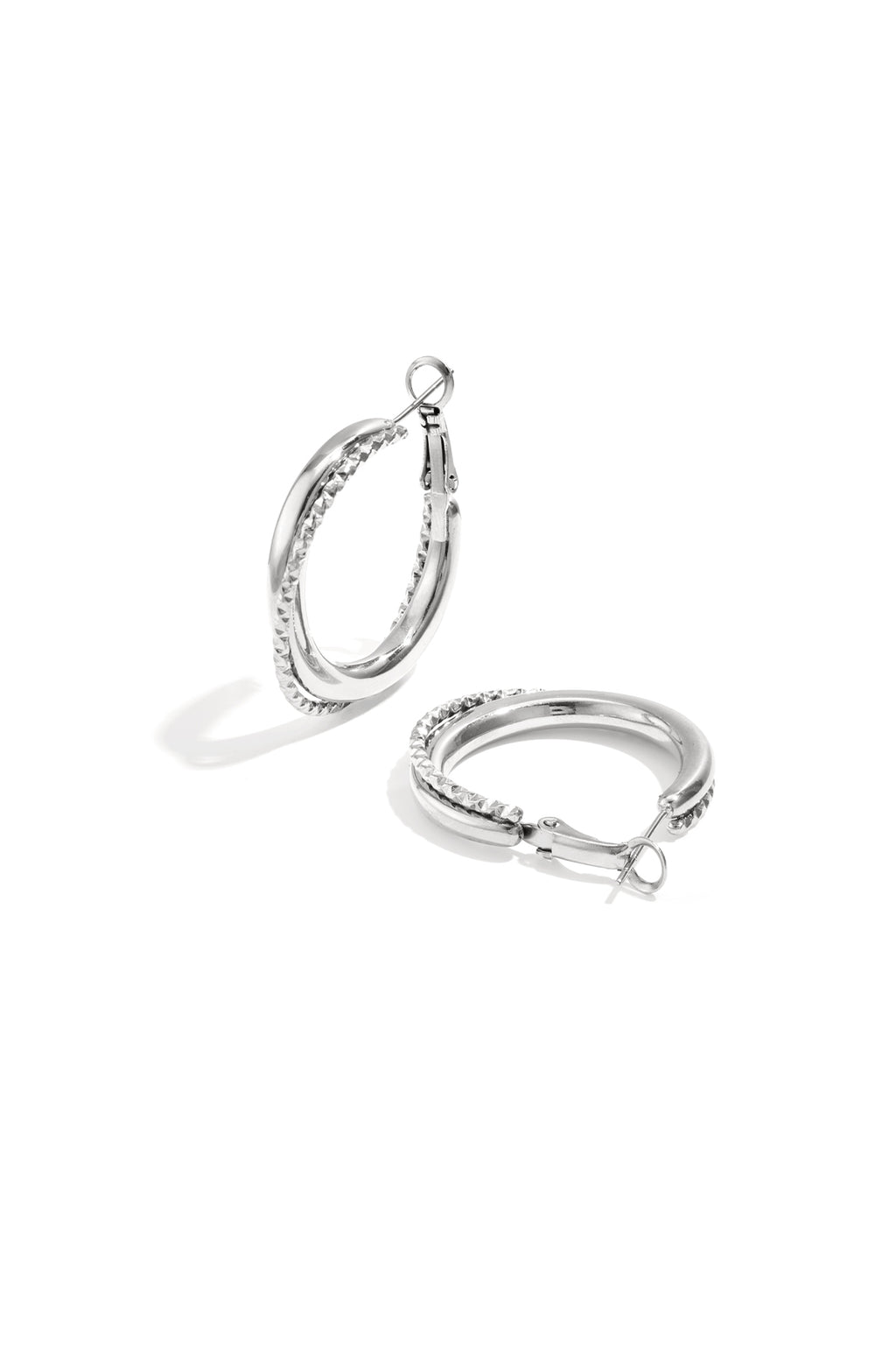 Boucles d'oreilles doubles créoles avec détail torsadé
