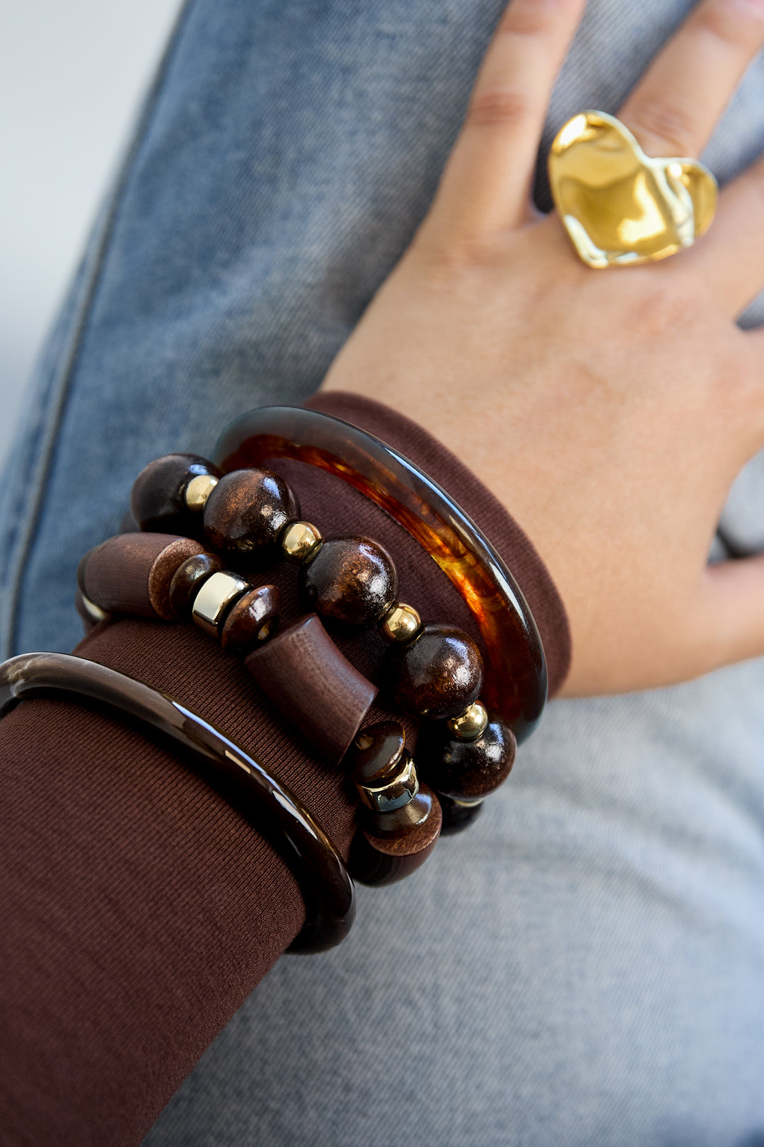 Bracelets en perles de bois, bijoux simples pour femmes, collection Daily Simple
