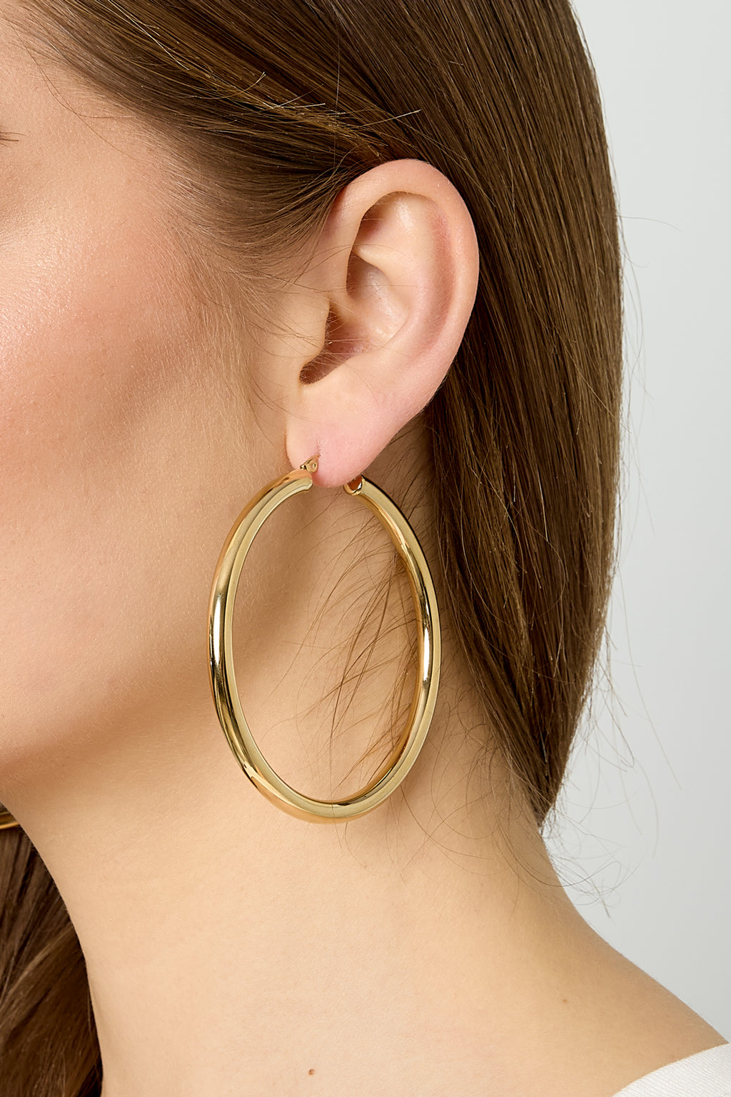 Boucles d'oreilles créoles en acier inoxydable, collection décontractée et simple pour femmes