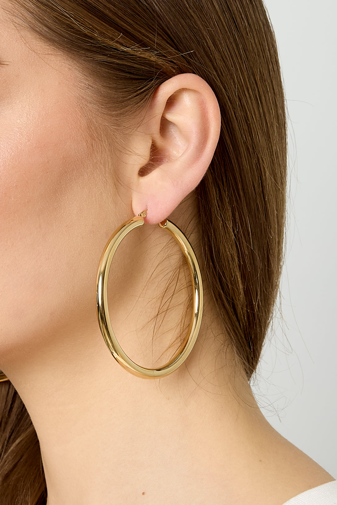 Boucles d'oreilles créoles en acier inoxydable, collection décontractée et simple pour femmes