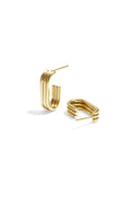 Boucles d'oreilles créoles rectangulaires en acier inoxydable, collection décontractée et simple pour femmes