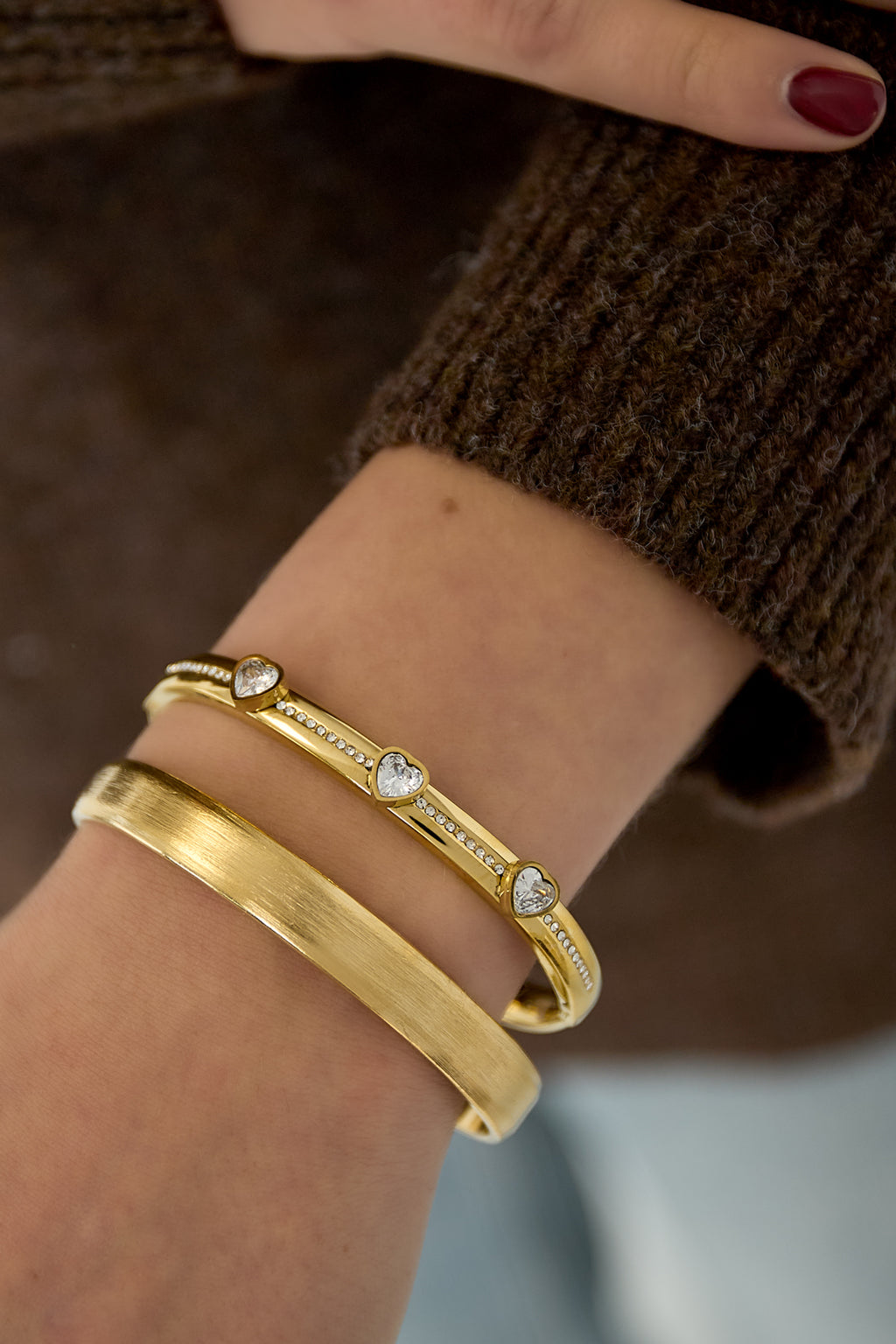 Bracelets en acier inoxydable Cœur Décontracté Quotidien Simple Série Bijoux pour femmes