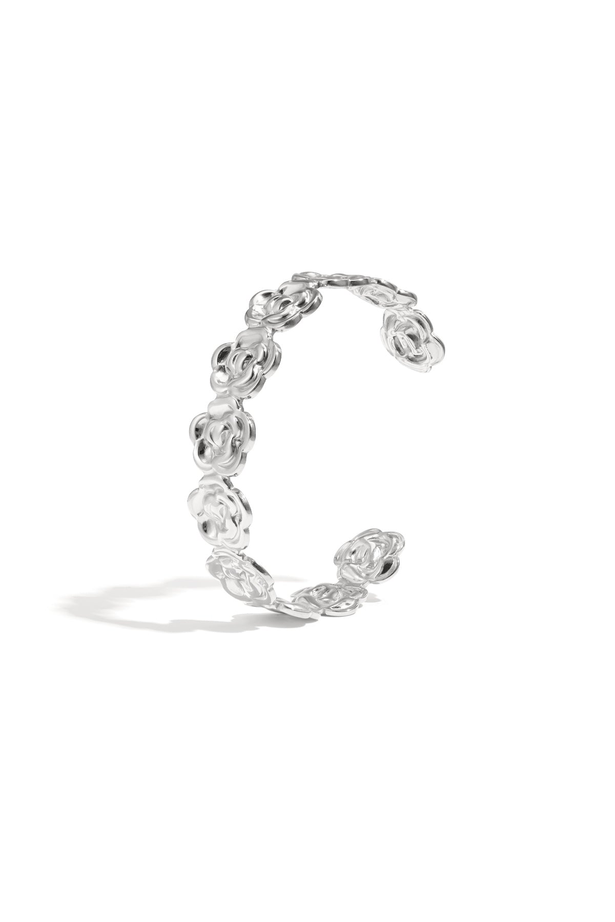 Bracelets manchettes en acier inoxydable, série florale décontractée et simple pour femmes